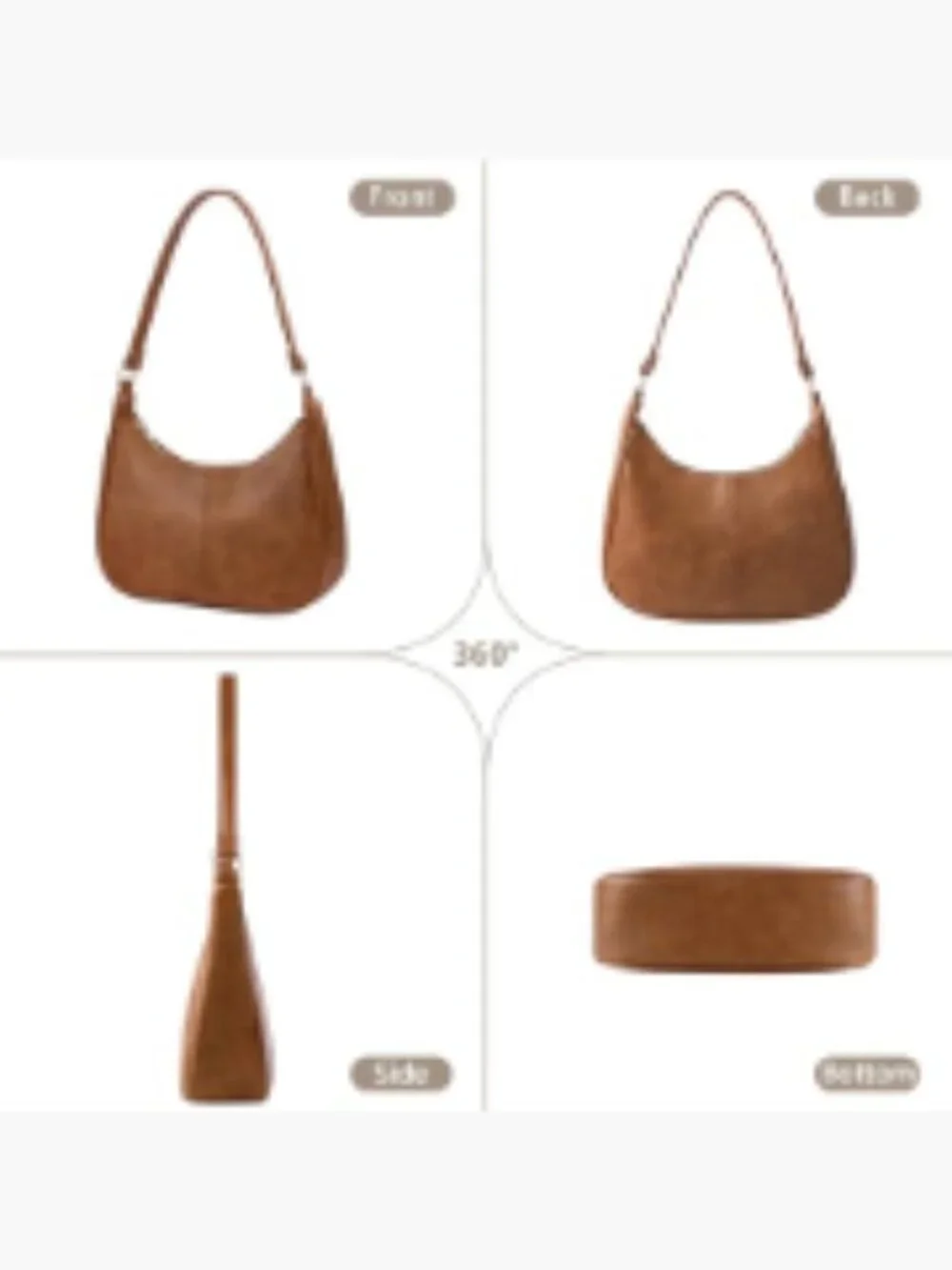 Hobo Bag Women Vegan Leather Shoulder Crossbody 2 Straps
